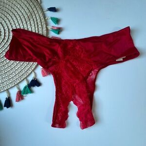Victoria’s Secret Crotchless Lace-Trim Cheeky Panty Lipstick Large NEW